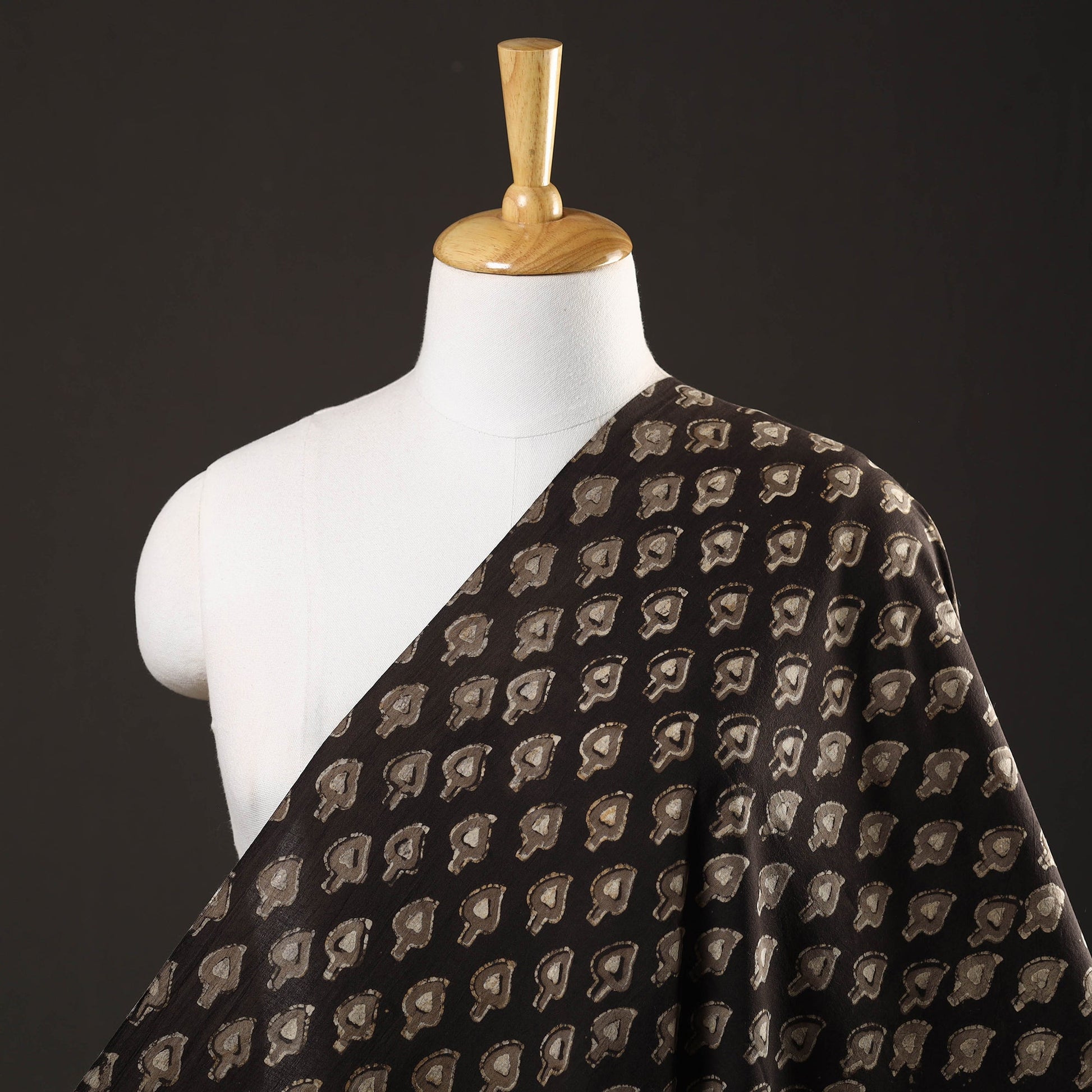 Brown - Pipad Block Printed Cotton Fabric