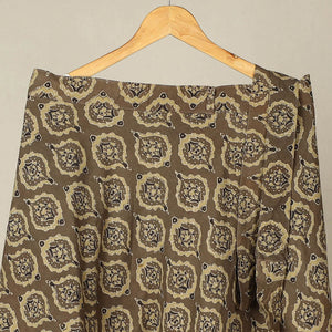 Brown - Ajrakh Block Printed Cotton Wrap Around Skirt 06