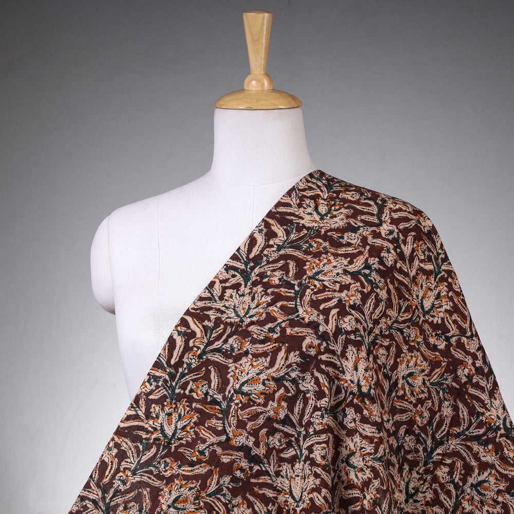 Brown - Kalamkari Block Printing Natural Dyed Cotton Fabric