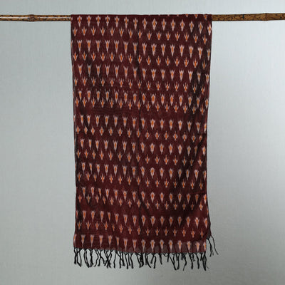 Brown - Handloom Mercerized Cotton Pochampally Ikat Stole 06