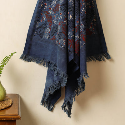 Blue - Block Print Cotton Ajrakh Handloom Towel
