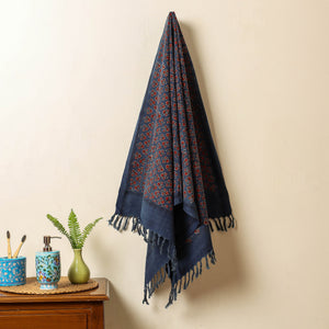Blue - Block Print Cotton Ajrakh Handloom Towel