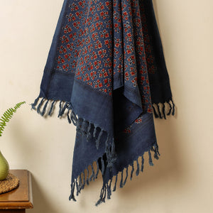 Blue - Block Print Cotton Ajrakh Handloom Towel