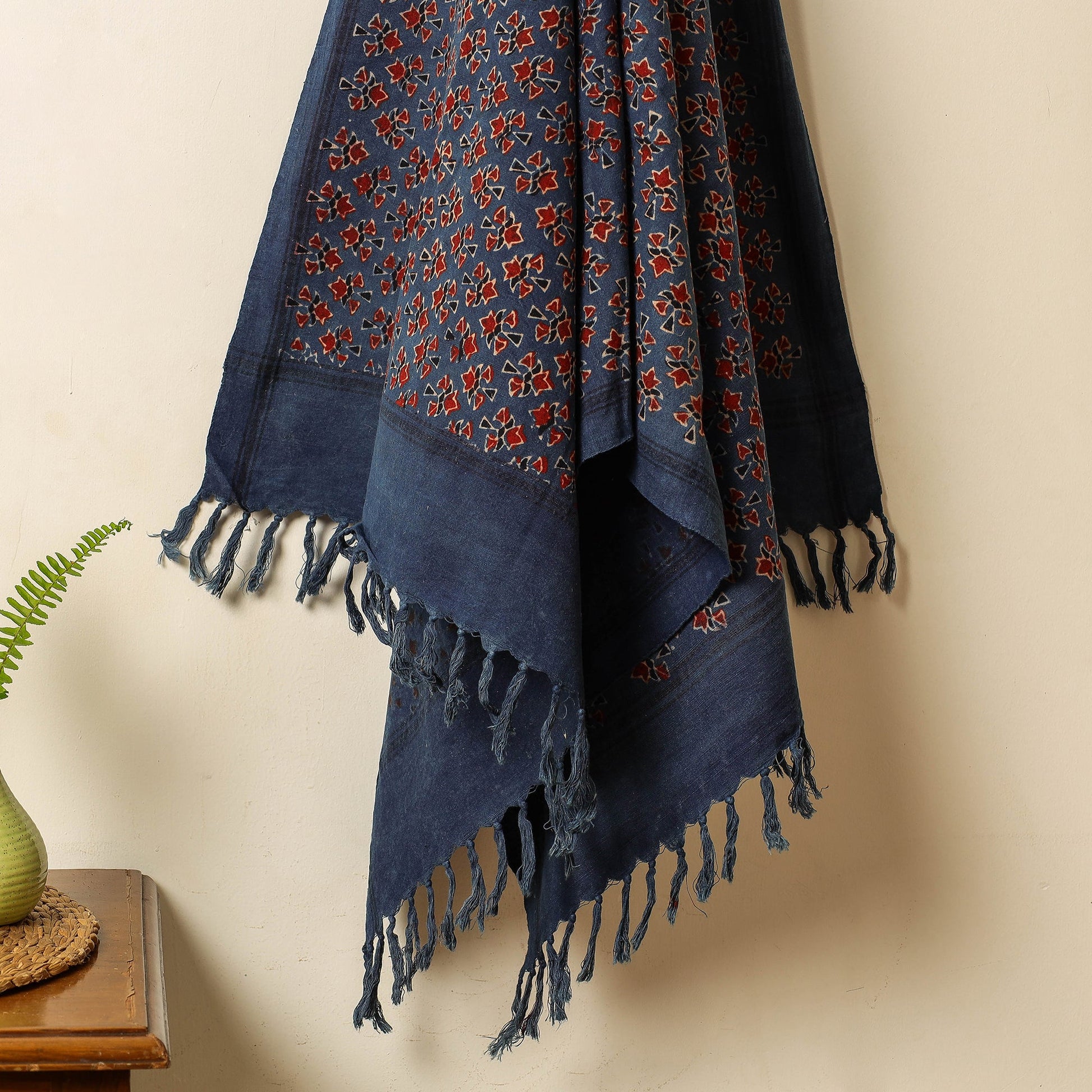 Blue - Block Print Cotton Ajrakh Handloom Towel