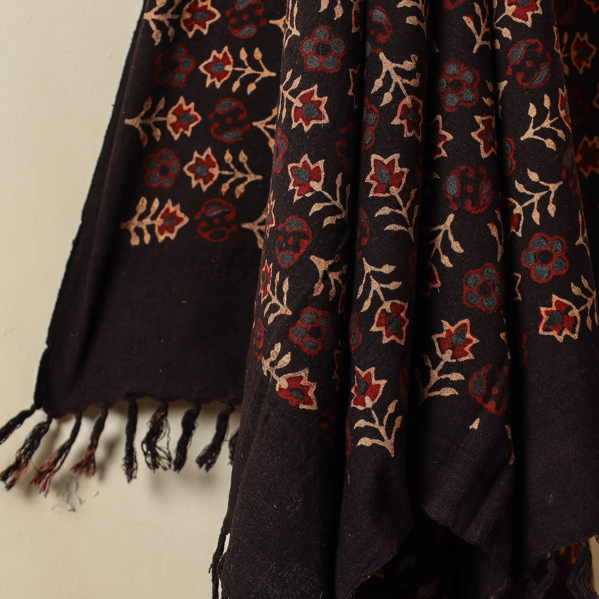 Black - Block Print Cotton Ajrakh Handloom Towel