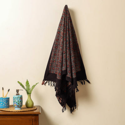 Black - Block Print Cotton Ajrakh Handloom Towel