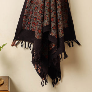Black - Block Print Cotton Ajrakh Handloom Towel