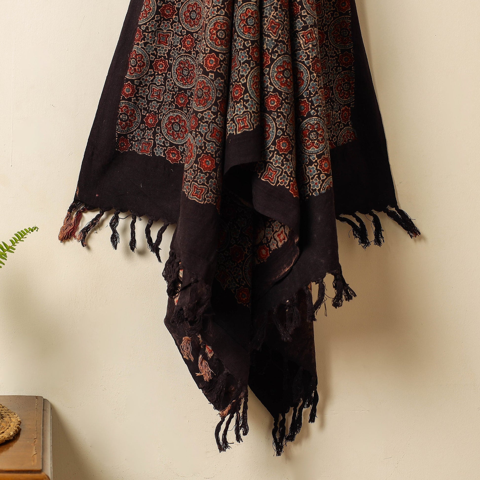 Black - Block Print Cotton Ajrakh Handloom Towel