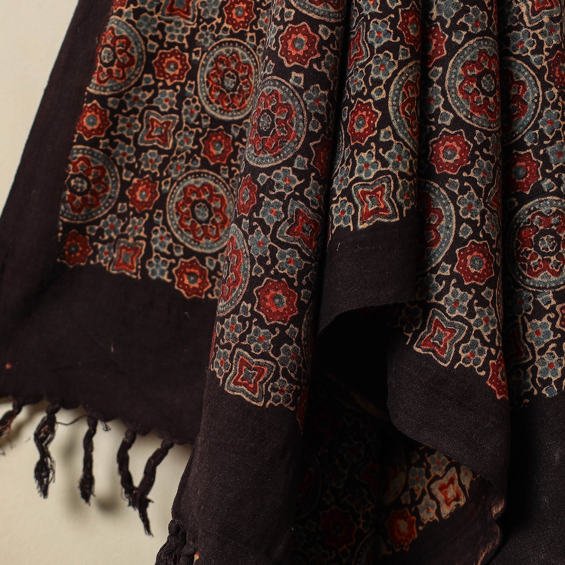 Black - Block Print Cotton Ajrakh Handloom Towel