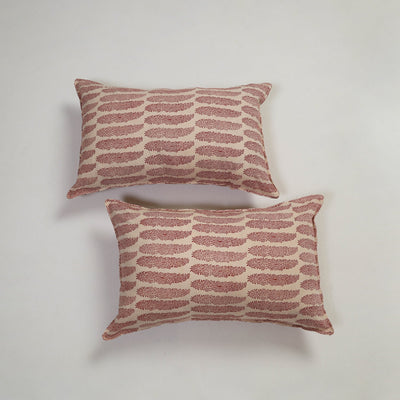 Beige - Set of 2 Bagh Block Print Cotton Pillow Covers 09