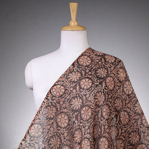 Black - Pedana Kalamkari Block Printing Chanderi Silk Fabric
