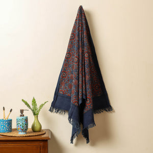 Blue - Block Print Cotton Ajrakh Handloom Towel