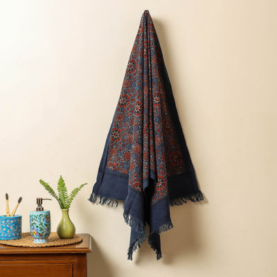 Blue - Block Print Cotton Ajrakh Handloom Towel
