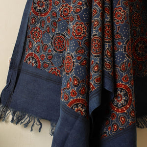 Blue - Block Print Cotton Ajrakh Handloom Towel