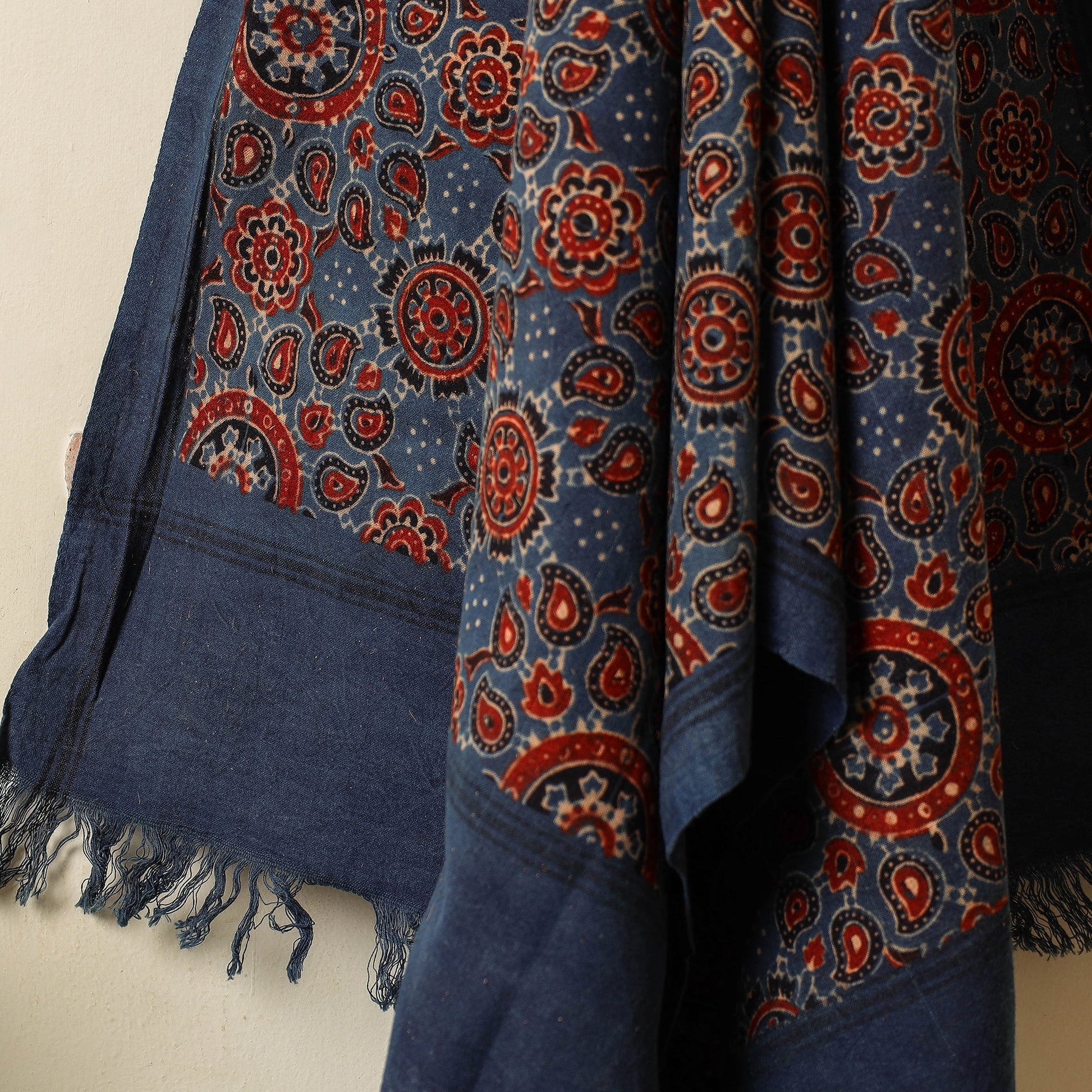 Blue - Block Print Cotton Ajrakh Handloom Towel