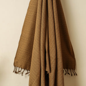 Brown - Handloom Cotton Towel with Tassels from Bijnor by Nizam