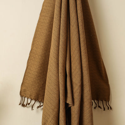 Brown - Handloom Cotton Towel with Tassels from Bijnor by Nizam