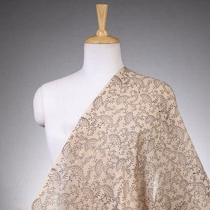 Beige - Pedana Kalamkari Block Printing Chanderi Silk Fabric