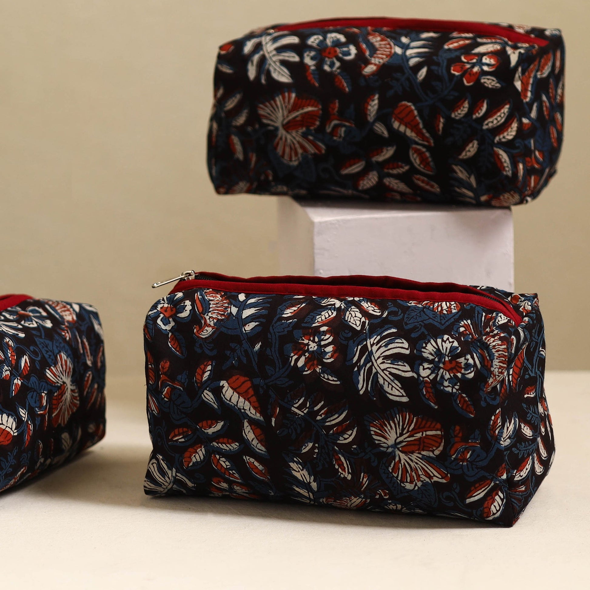 Black - Handmade Cotton Toiletry Bags (Set of 3) 08