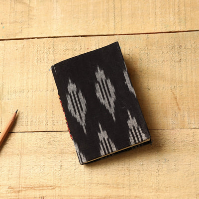 Black - Ikat Fabric Cover Handmade Paper Notebook (5 x 3.5 in)