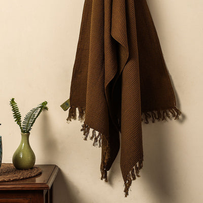 Brown -  Waffle Weave Handwoven Cotton Bath Towel