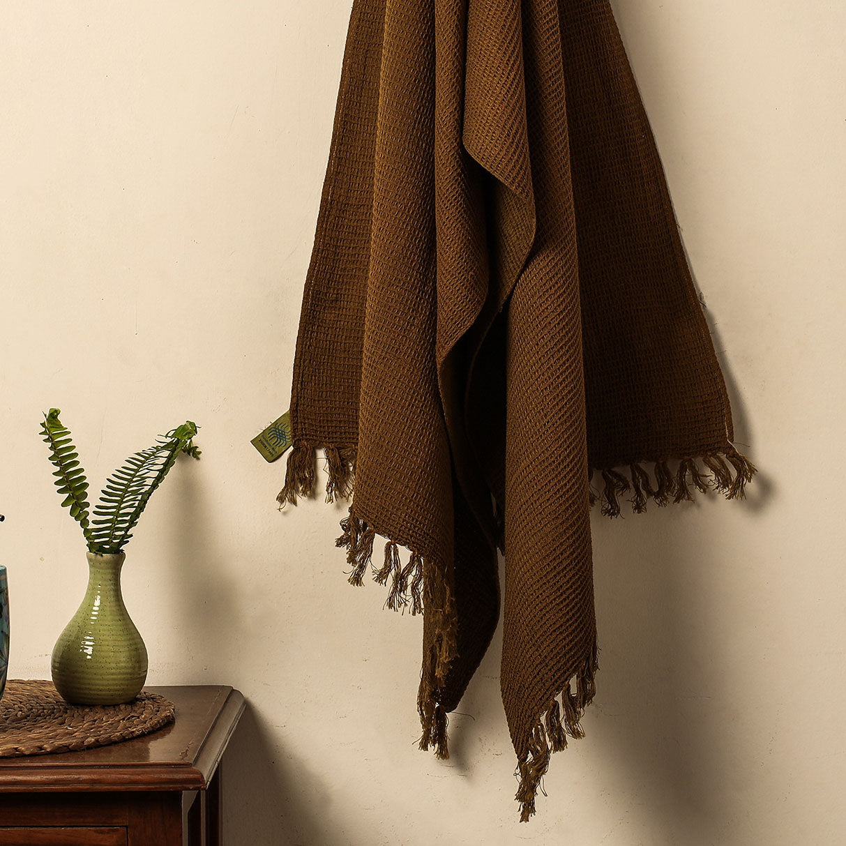 Brown -  Waffle Weave Handwoven Cotton Bath Towel