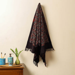 Black - Block Print Cotton Ajrakh Handloom Towel