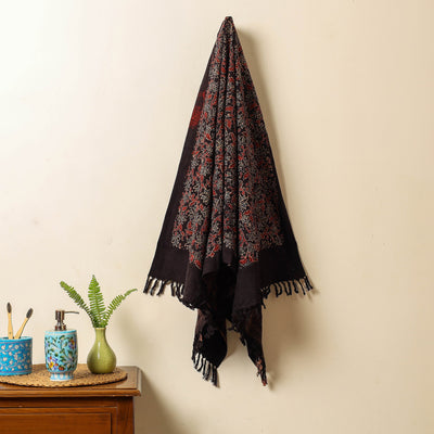 Black - Block Print Cotton Ajrakh Handloom Towel