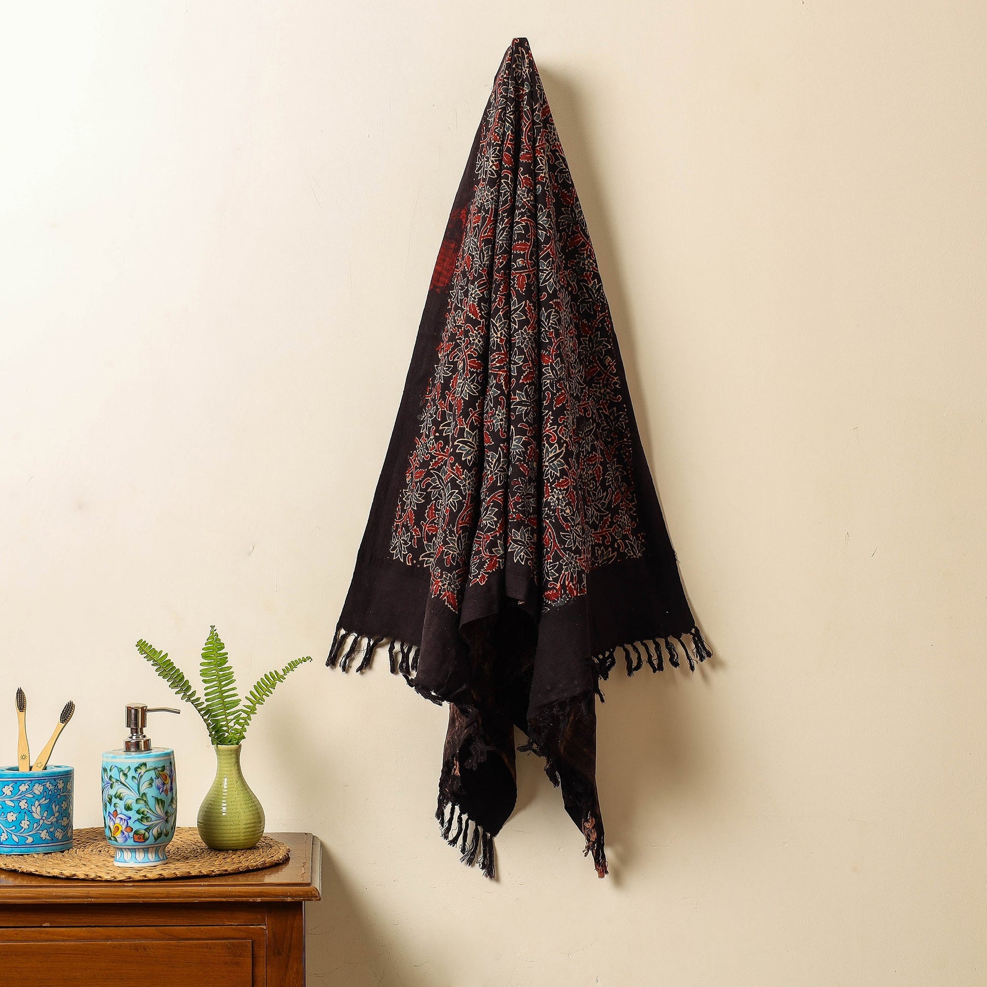 Black - Block Print Cotton Ajrakh Handloom Towel
