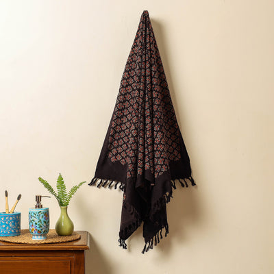 Black - Block Print Cotton Ajrakh Handloom Towel