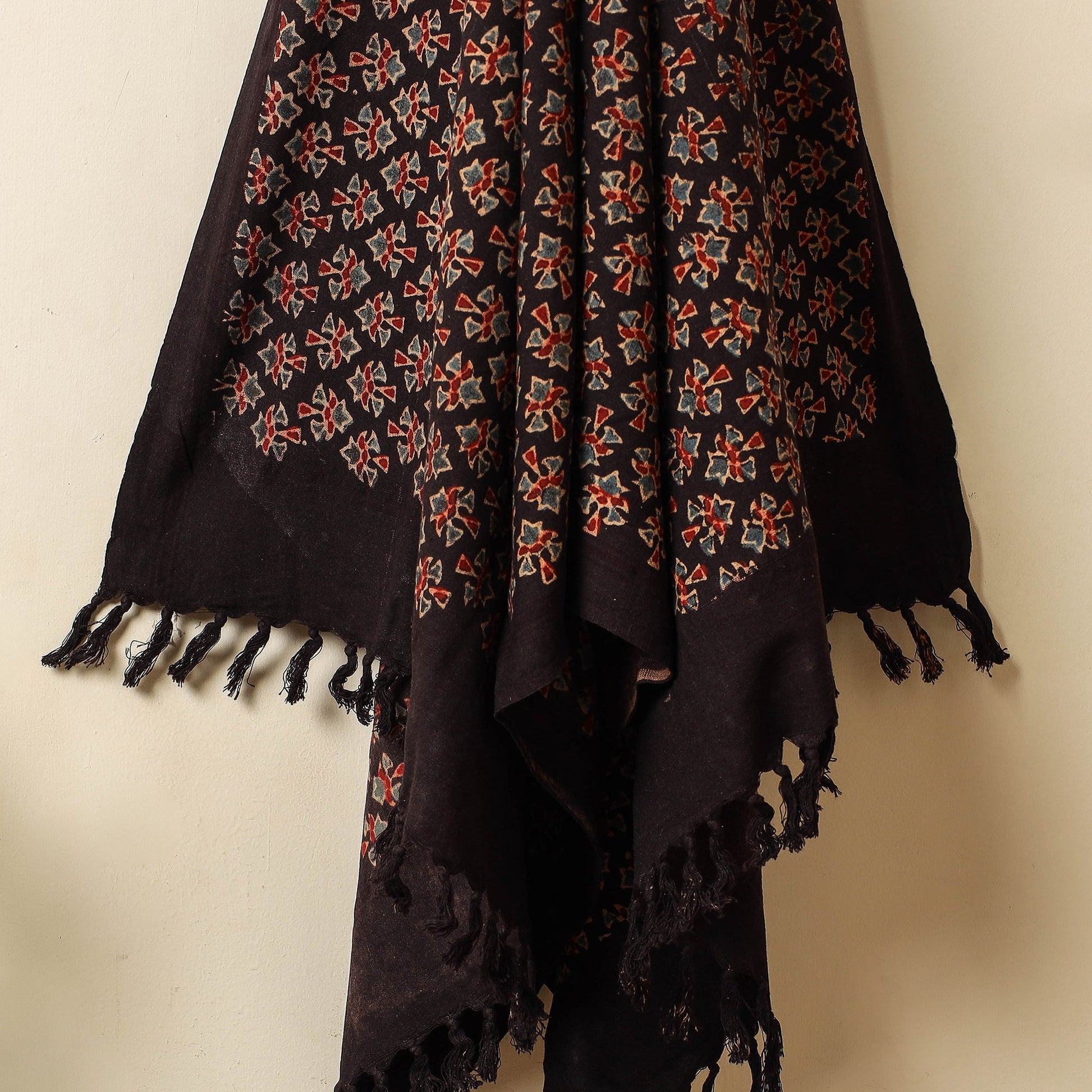 Black - Block Print Cotton Ajrakh Handloom Towel