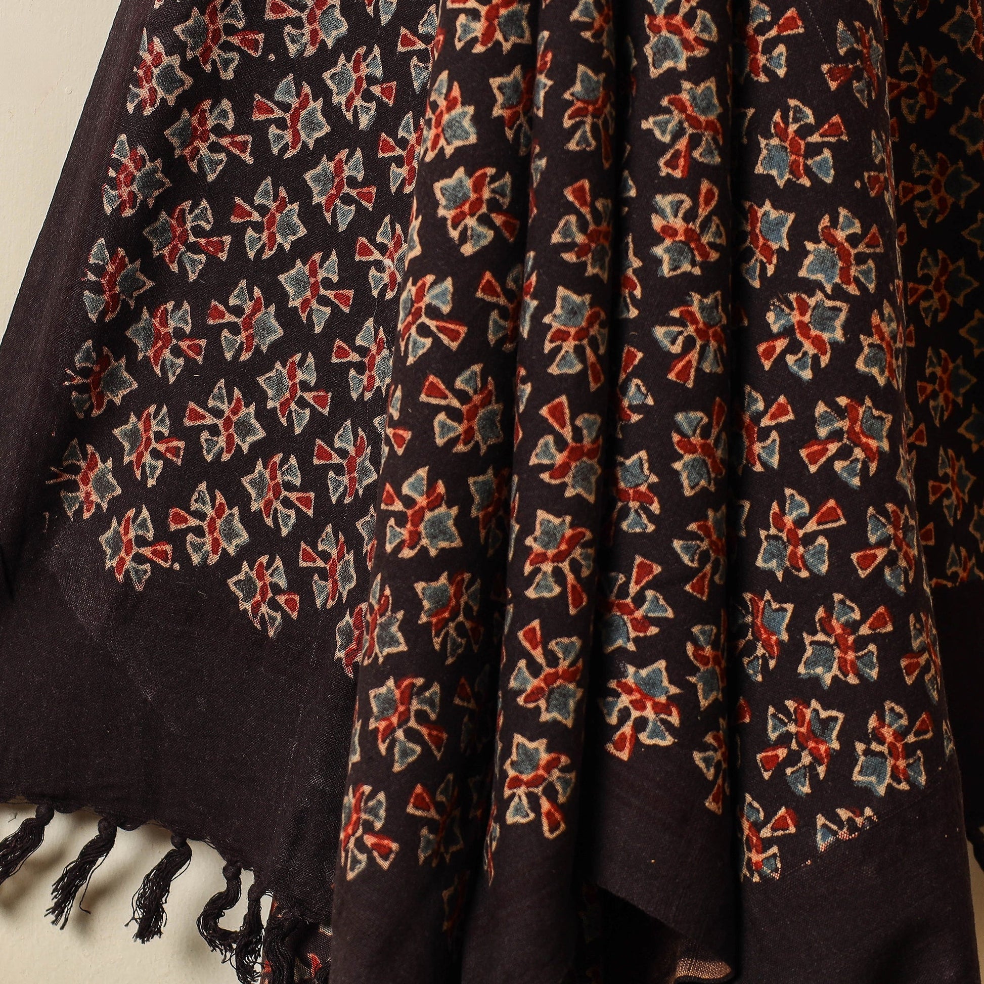 Black - Block Print Cotton Ajrakh Handloom Towel