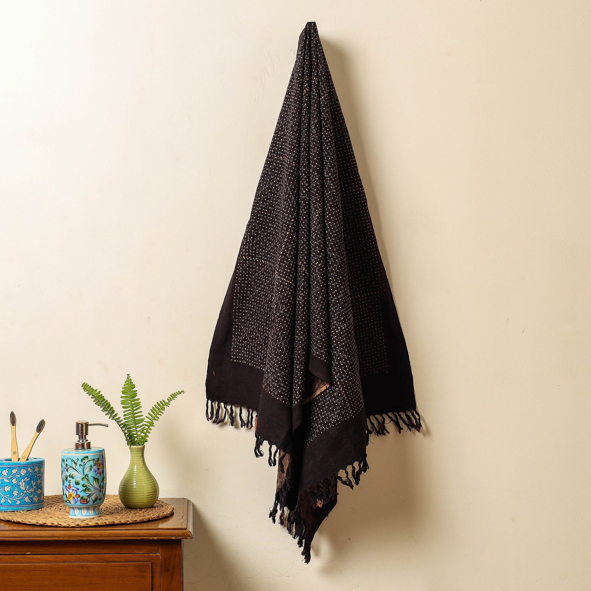 Black - Block Print Cotton Ajrakh Handloom Towel