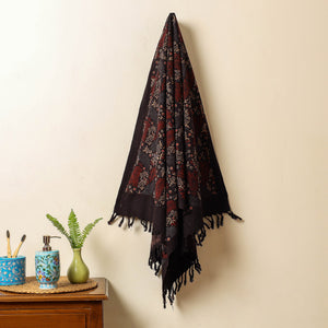 Black - Block Print Cotton Ajrakh Handloom Towel