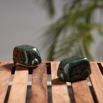 Auto Rickshaw - Handcrafted Ceramic Toys (Set of 2)