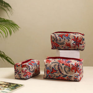 Beige - Handmade Cotton Toiletry Bags (Set of 3) 10