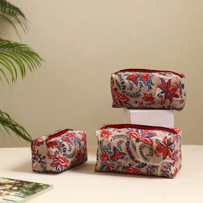 Beige - Handmade Cotton Toiletry Bags (Set of 3) 10