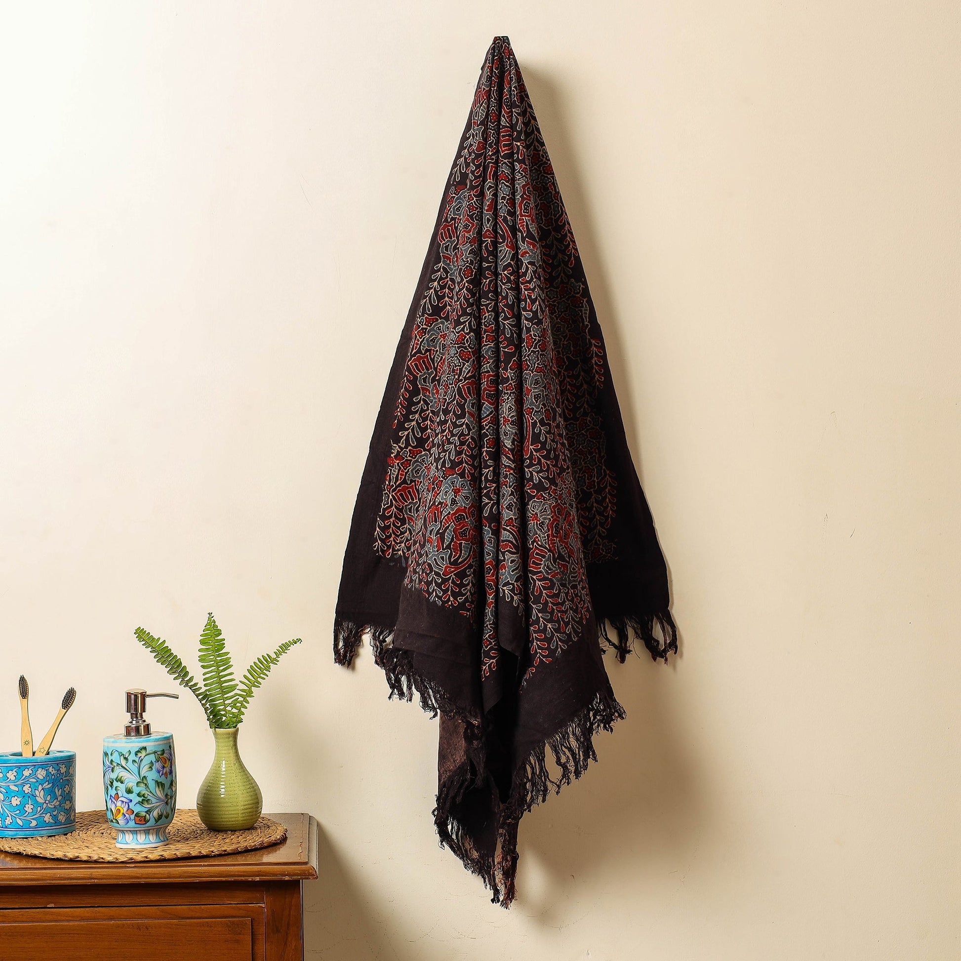 Black - Block Print Cotton Ajrakh Handloom Towel