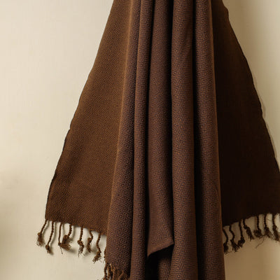 Brown - Handloom Cotton Towel with Tassels from Bijnor by Nizam