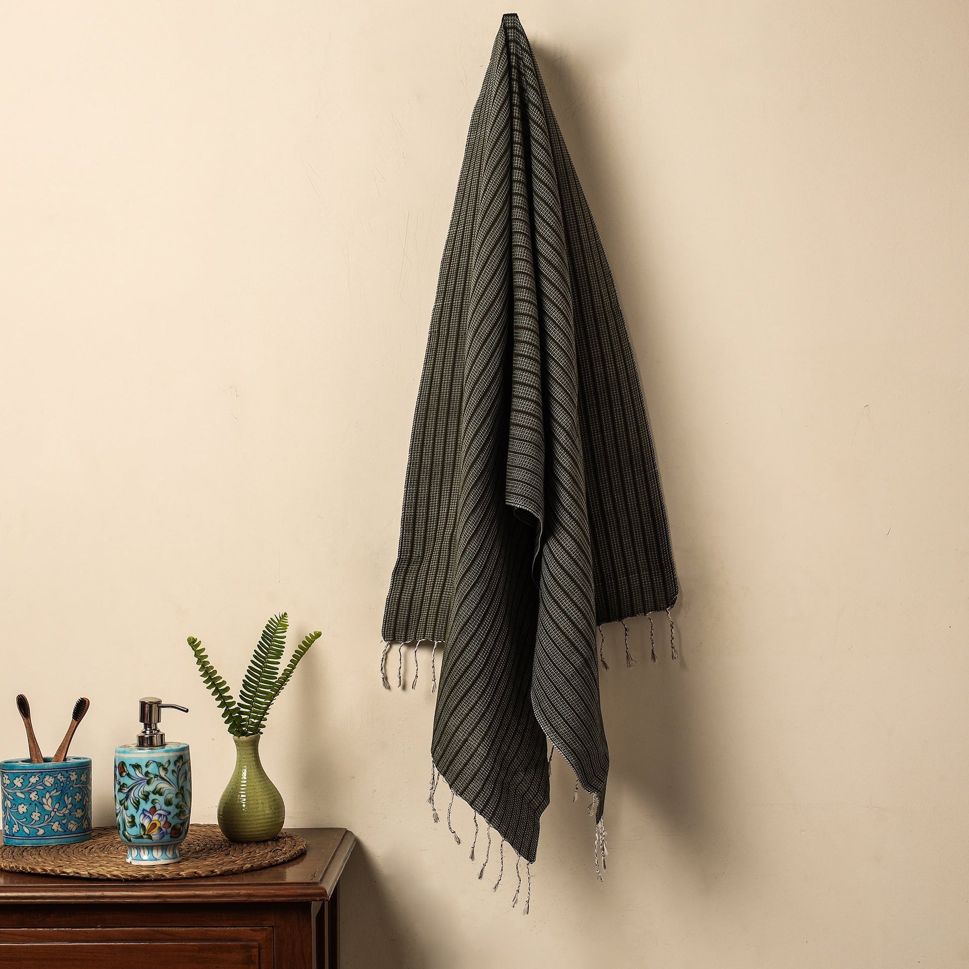Black - Waffle Weave Handwoven Pure Cotton Towel