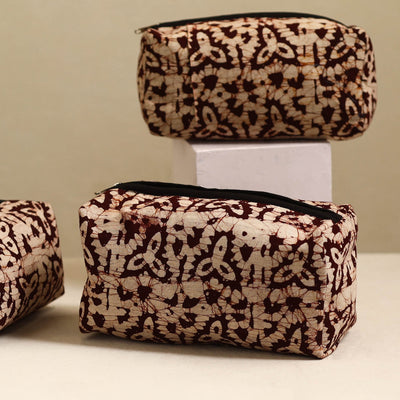 Brown - Handmade Cotton Toiletry Bags (Set of 3) 16