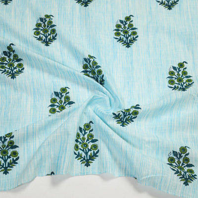 Blue - Block Print Cotton Sanganeri Blouse Piece 07