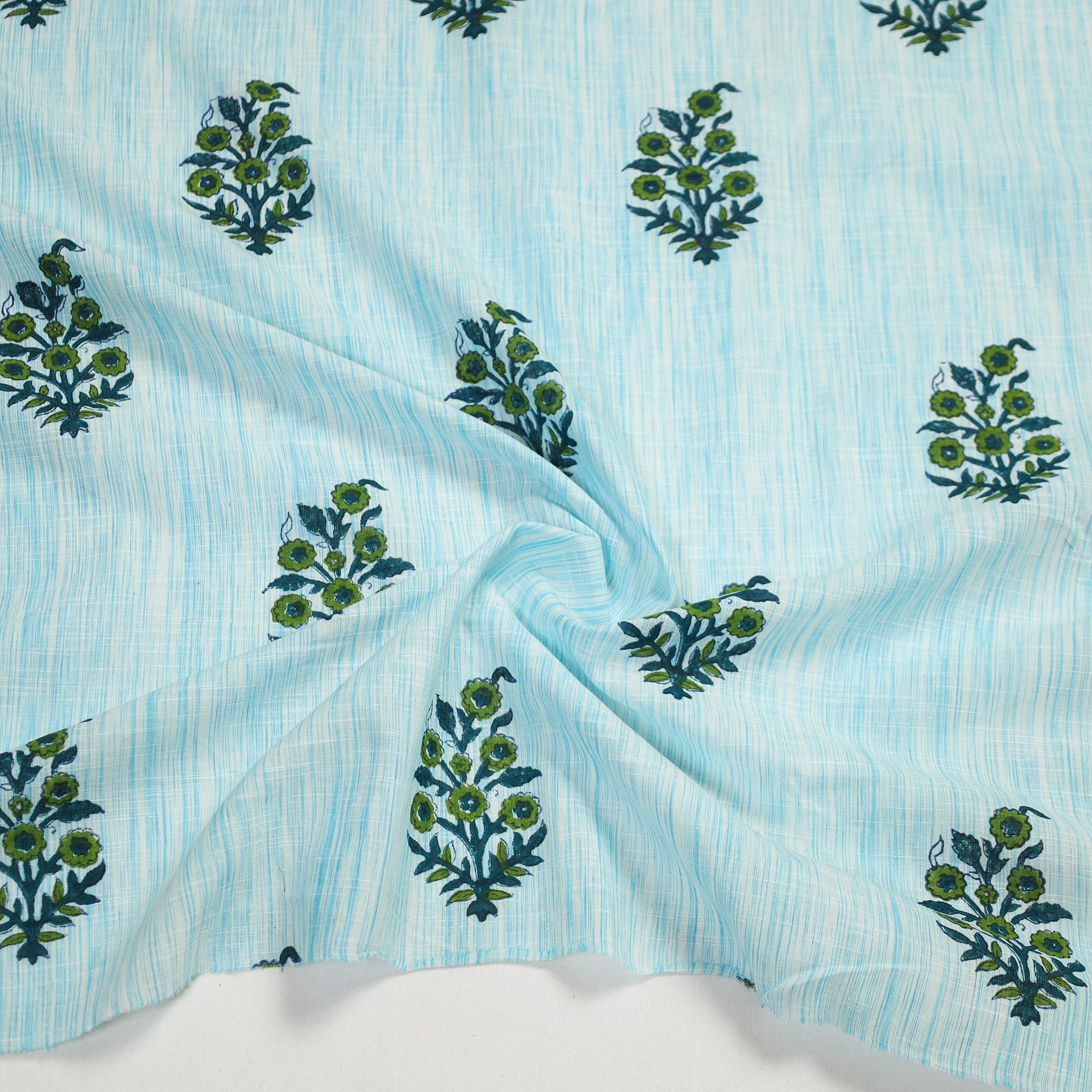 Blue - Block Print Cotton Sanganeri Blouse Piece 07
