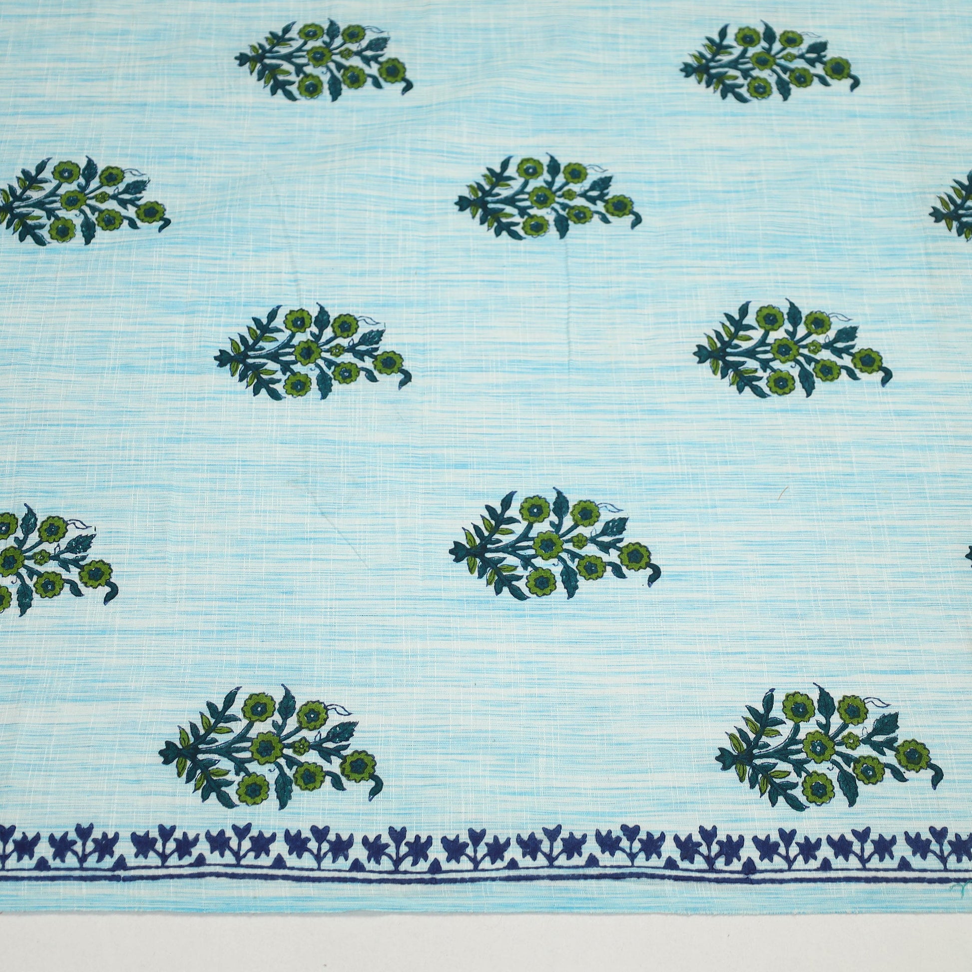 Blue - Block Print Cotton Sanganeri Blouse Piece 07