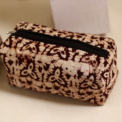Brown - Handmade Cotton Toiletry Bags (Set of 3) 16
