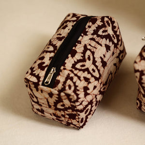 Brown - Handmade Cotton Toiletry Bags (Set of 3) 16