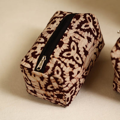 Brown - Handmade Cotton Toiletry Bags (Set of 3) 16