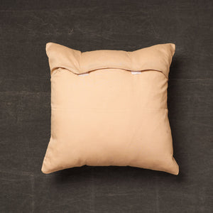 Beige - Bengal Kantha Embroidery Silk Cushion Cover (15 x 15 in) 04