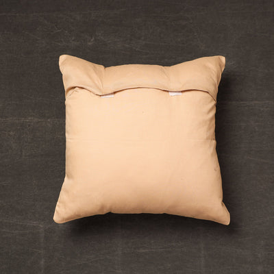 Beige - Bengal Kantha Embroidery Silk Cushion Cover (15 x 15 in) 04