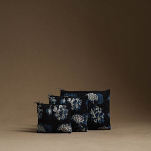 Black - Handmade Cotton Multipurpose Utility Pouches (set of 3) 08